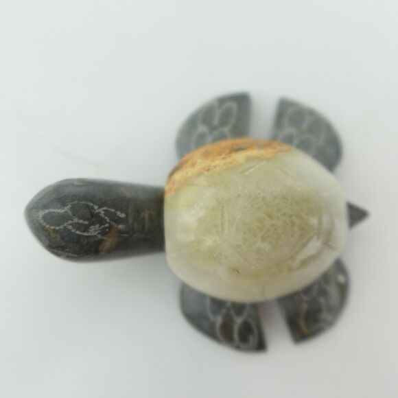 Hand Carved Marble Stone Sea Turtle Figurine - Picture 5 of 8